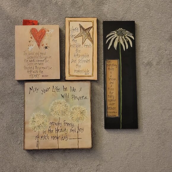 RHONDA KULLBERG Signed Hand Painted Inspirational Quotes Wall Art-Set of 4 - Picture 1 of 16